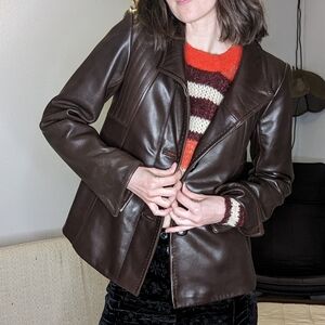 Brown Luxury Vintage leather jacket